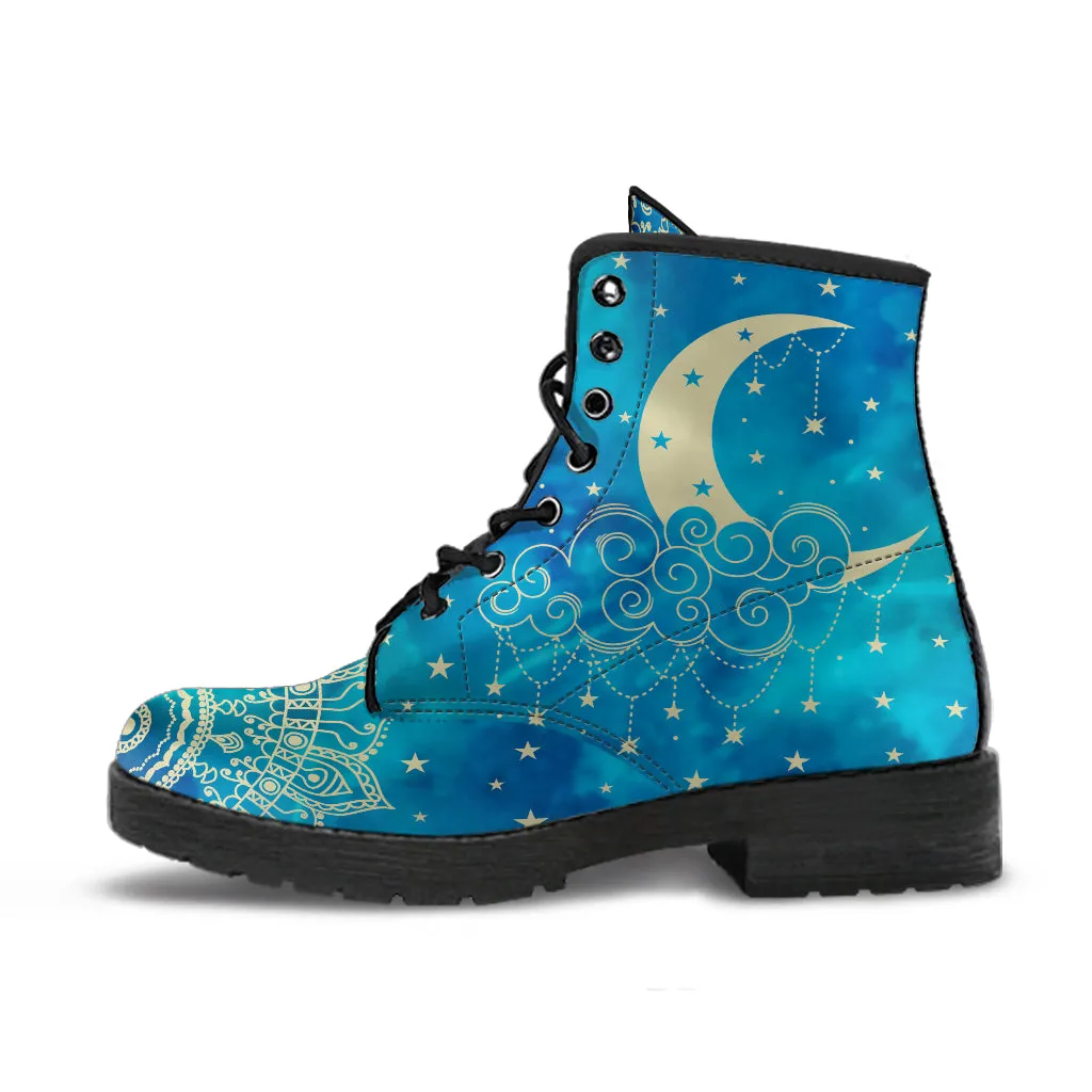 Blue Moons & Mandalas Ankle Boots