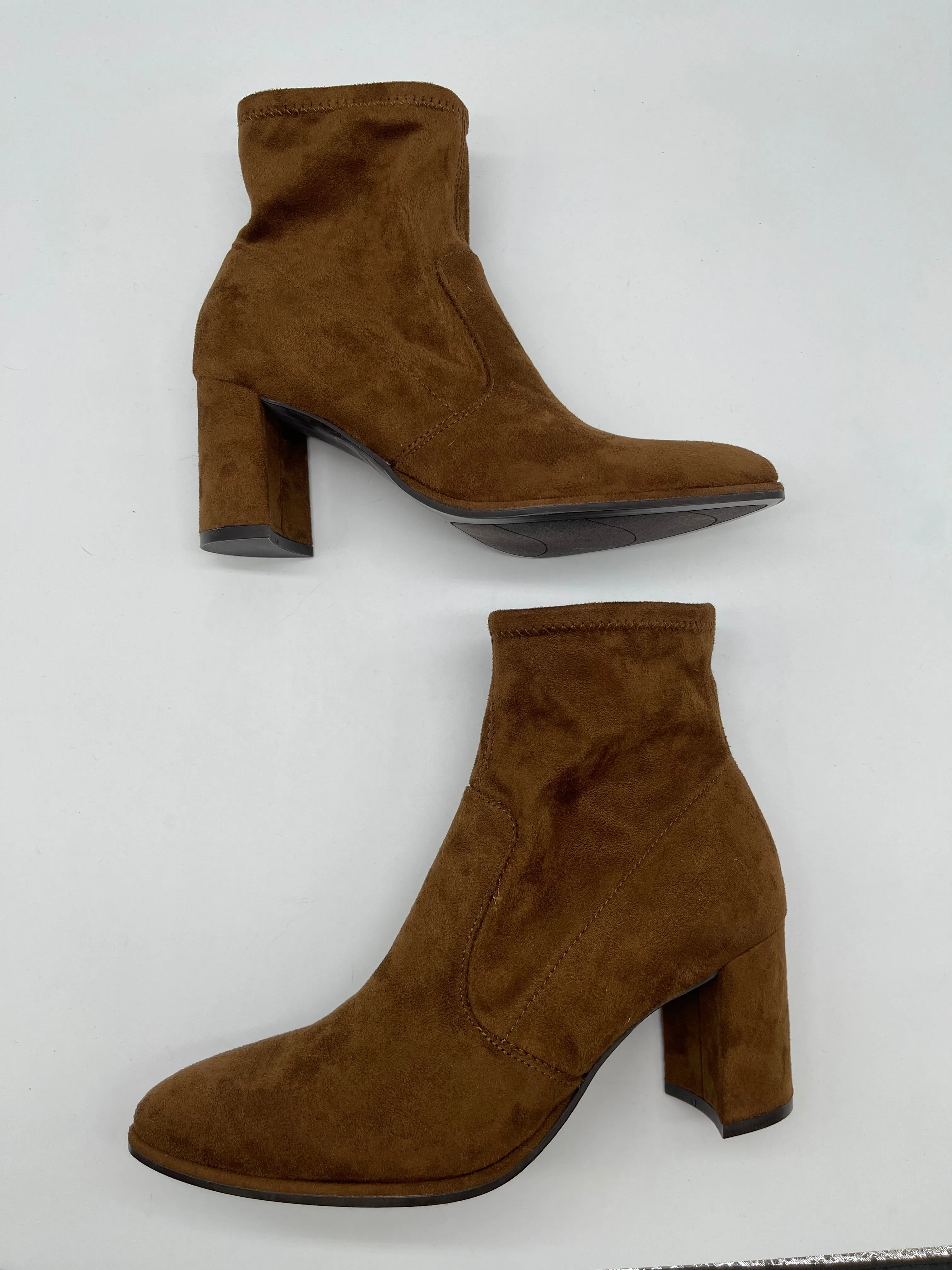 Boots Ankle Heels By Nine West In Brown, Size: 7