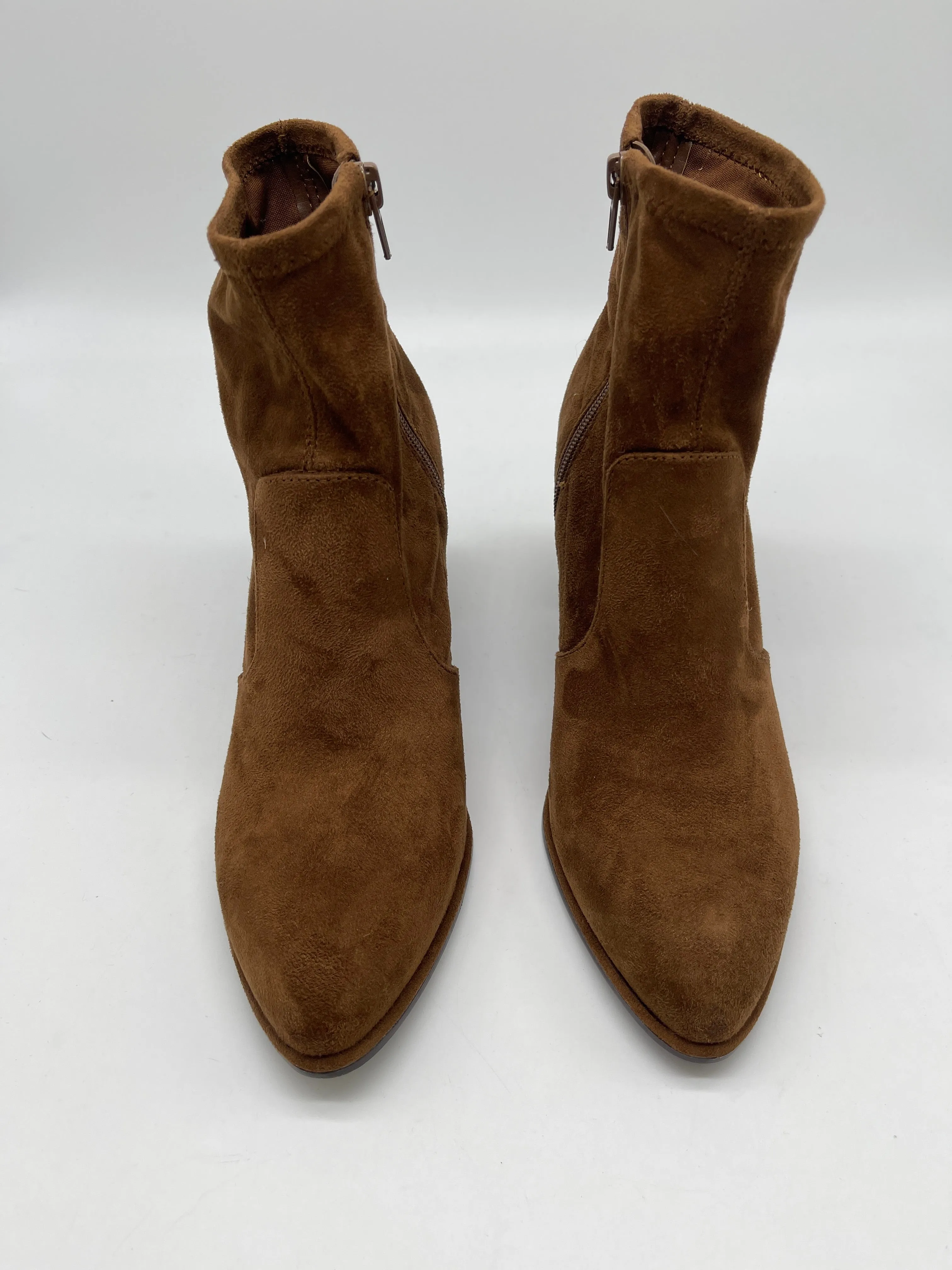 Boots Ankle Heels By Nine West In Brown, Size: 7