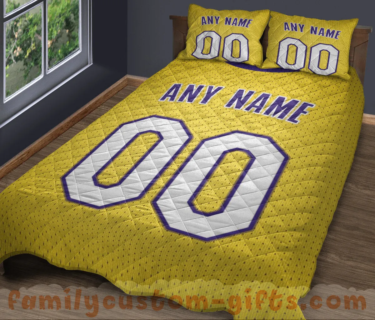 Custom Quilt Sets Los Angeles Jersey Personalized Basketball Premium Quilt Bedding for Men Women