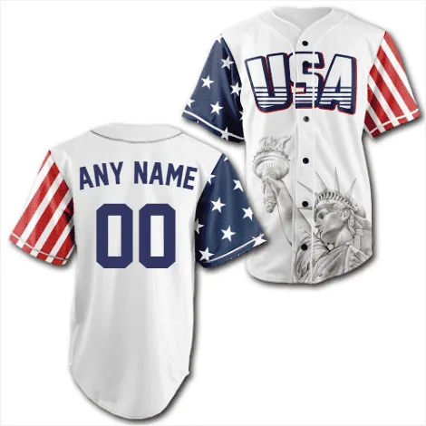 Custom White USA Baseball Jersey