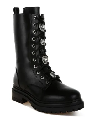Nimba Rhinestone jeweled Chunky Boots