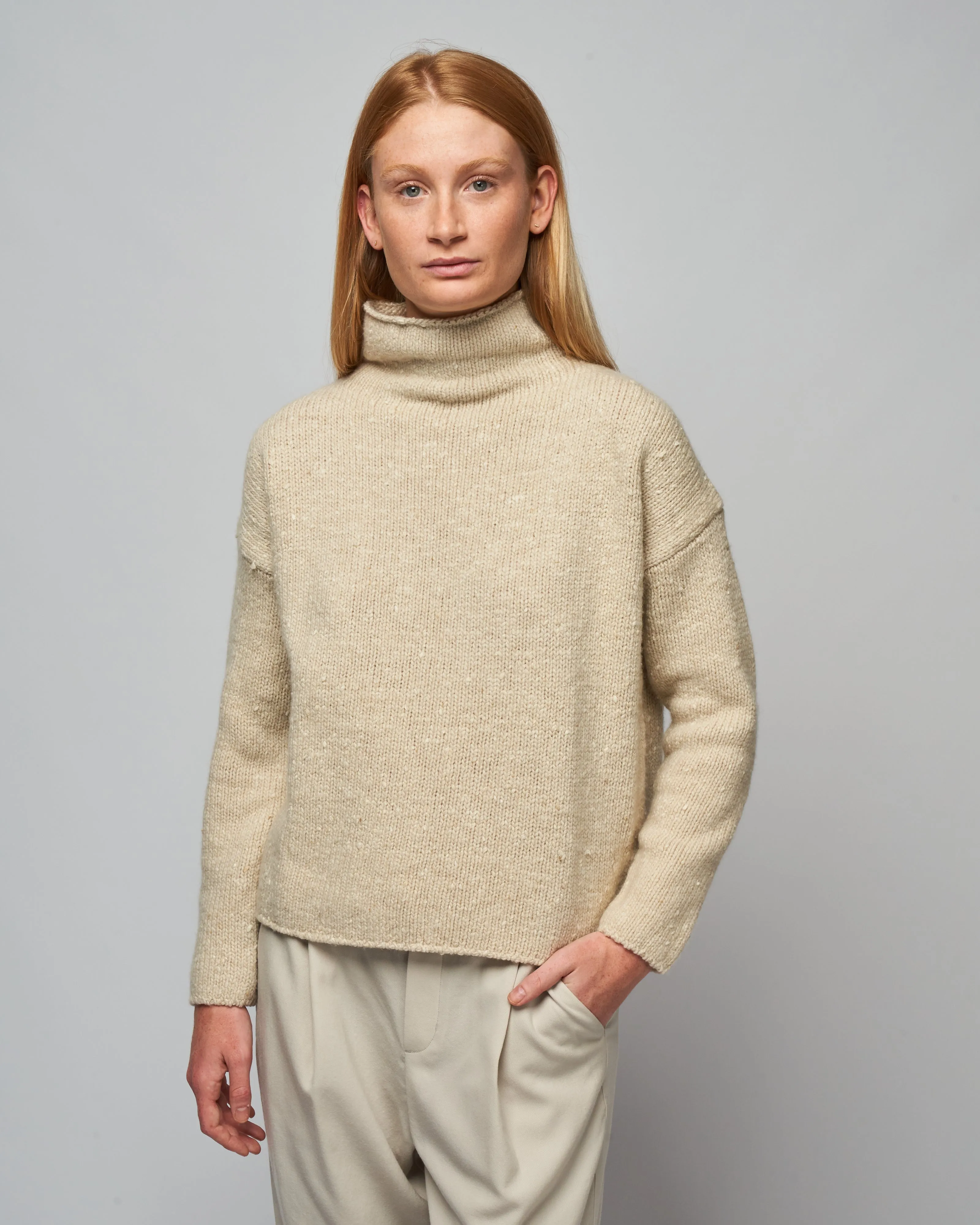 silk wool turtleneck - ecru