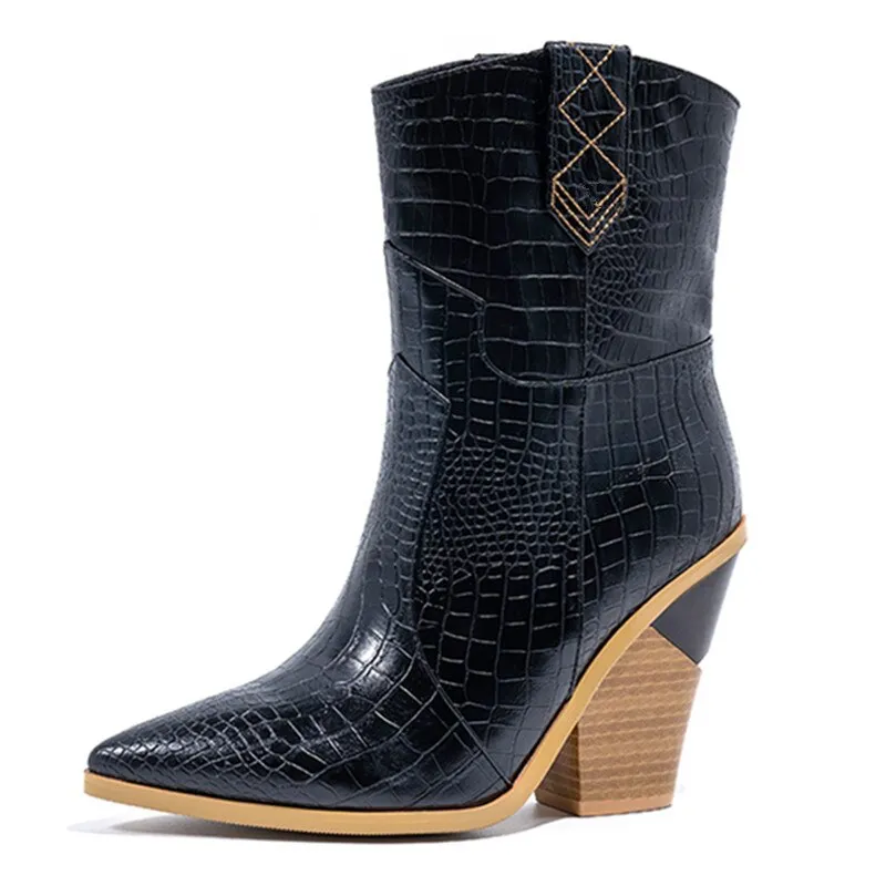 Size 34-46 New Brand ankle boots for women thick high heels ladies autumn winter boos gold silver fashion women boots