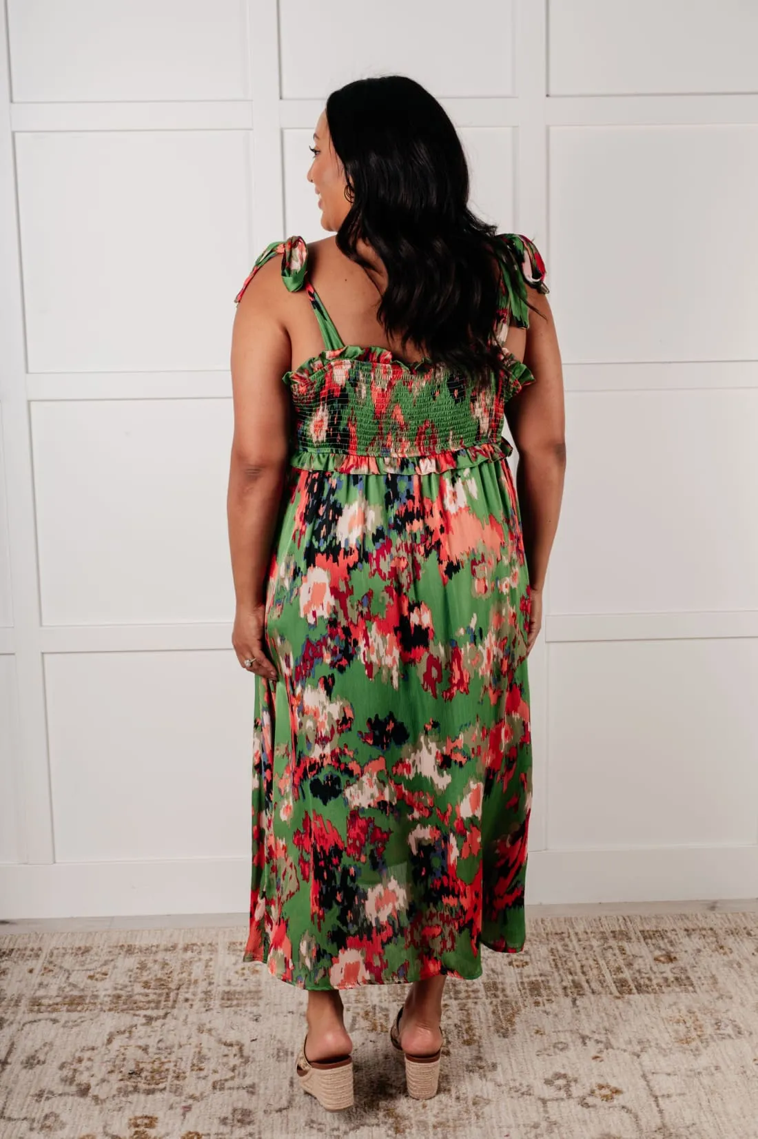 Smocked Sundress in Green Floral