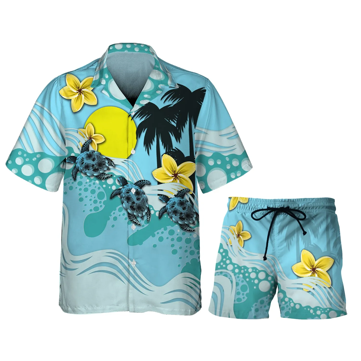 Sun And Turtle - 3D Hawaiian Men's - NA93