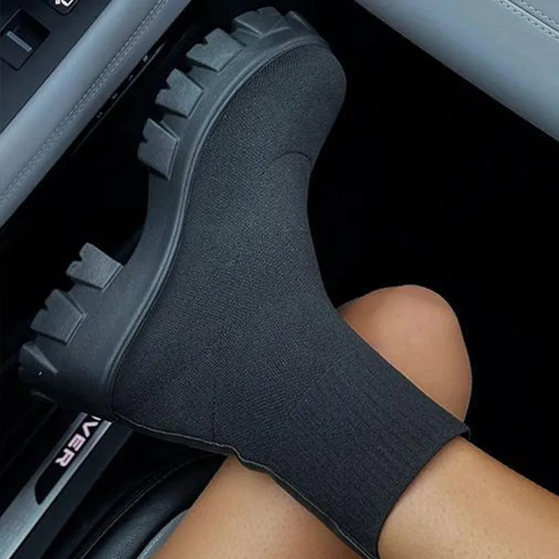 Women Ankle Boots Platforms Chunky Heel Boots