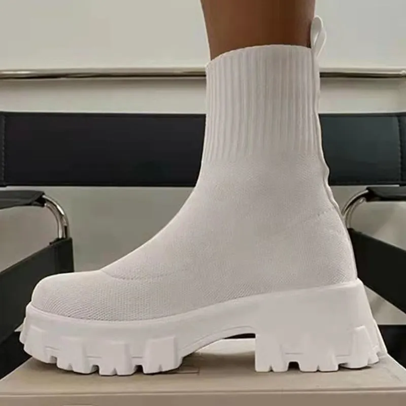 Women Ankle Boots Platforms Chunky Heel Boots