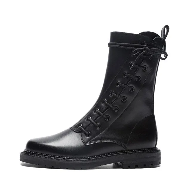 Women Platform British Style Knight Ankle Boots