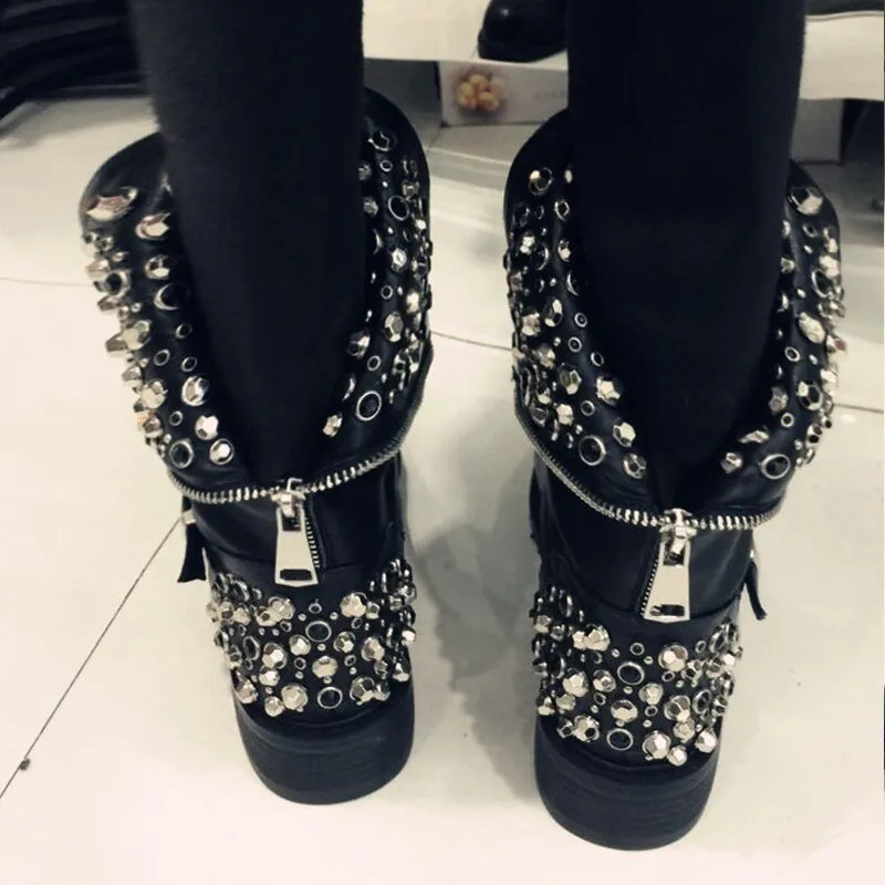 Women's Genuine Leather ankle boots big size fit for Autumn and winter